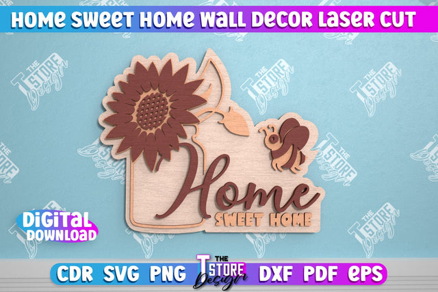Home Sweet Home Wall Décor | Happy Place | Housewarming Gift | Wall Sign | CNC File SVG The T Store Design 