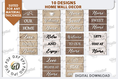 Home Wall Decor Laser Cut Bundle. Home Signs. Home Decor SVG SVG Evgenyia Guschina 
