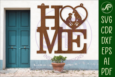 Home word with Dogs theme wall art sign, SVG file. vector SVG APInspireddesigns 