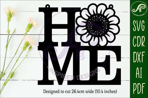 Home word with flower wall art sign, SVG file. vector SVG APInspireddesigns 