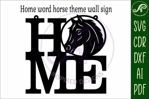 Home word with Horse theme wall art sign, SVG file. vector SVG APInspireddesigns 