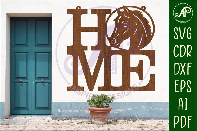 Home word with Horse theme wall art sign, SVG file. vector SVG APInspireddesigns 