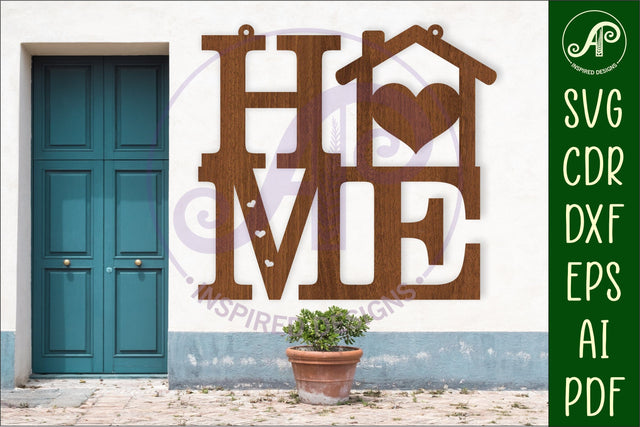 Home word with House theme wall art sign, SVG file. vector SVG APInspireddesigns 