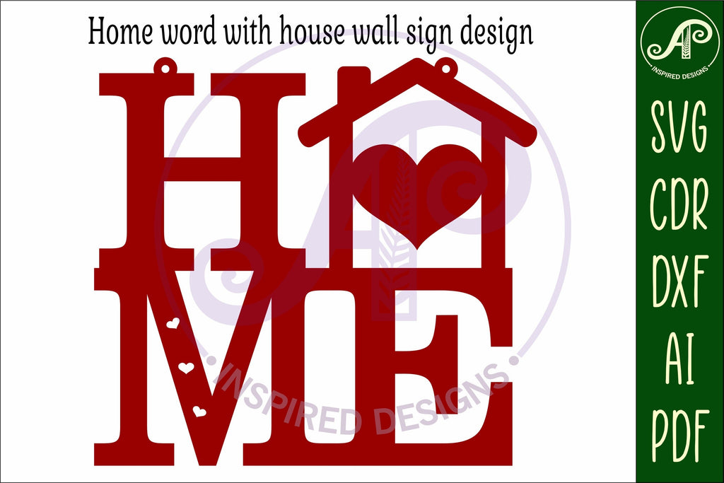 Home word with House theme wall art sign, SVG file. vector - So Fontsy