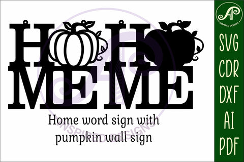 Home word with pumpkin wall art sign, SVG file. vector SVG APInspireddesigns 