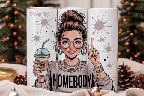 Homebody Iced Coffee 20oz Tumbler Wrap Sublimation DesignSVG 