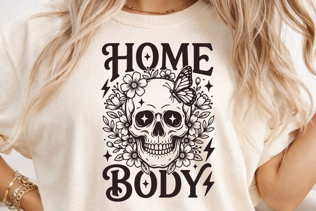 Homebody SVG PNG Overstimulated Aesthetic Boho Retro Gothic Adult Humor Floral Skeleton SVG DesignDestine 