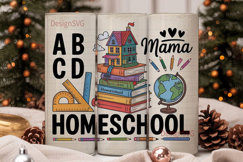 Homeschool Mama 20oz Tumbler Wrap Sublimation DesignSVG 
