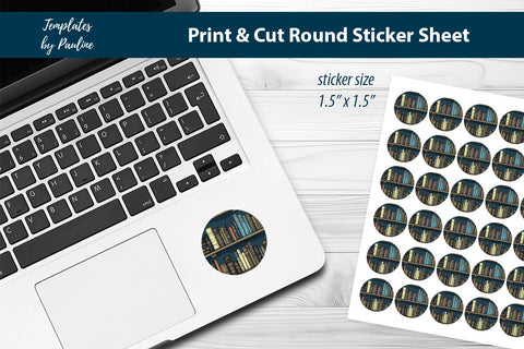 Homeschool Round Sticker Sheet, Book Digital Sticker SVG Templates by Pauline 