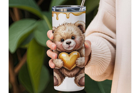 Honey Bear Love 20oz Tumbler Wrap Sublimation DesignSVG 