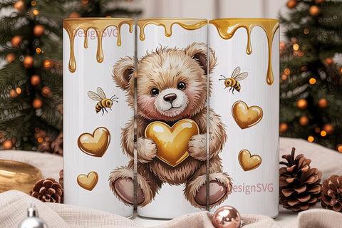 Honey Bear Love 20oz Tumbler Wrap Sublimation DesignSVG 