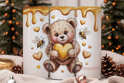 Honey Bear Love 20oz Tumbler Wrap Sublimation DesignSVG 