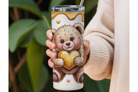 Honey Bear Love 20oz Tumbler Wrap Sublimation DesignSVG 