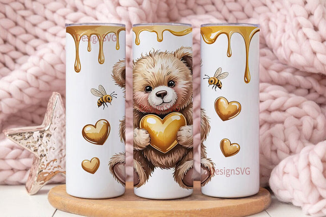 Honey Bear Love 20oz Tumbler Wrap Sublimation DesignSVG 