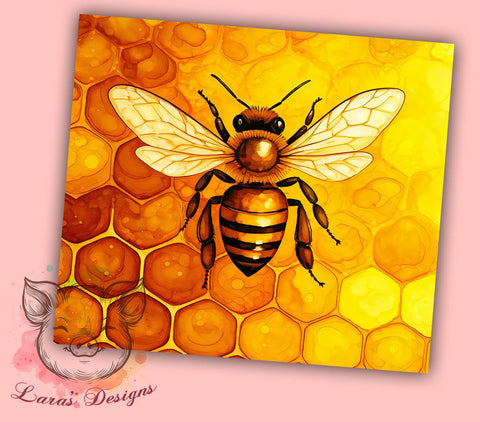 Honey Bee 20oz Tumbler, Bee Themed Cup, 20oz Sublimation Wrap, Floral Bee Design, Bee Gift Idea, Cute Insect Tumbler, Nature Lover Drinkware Sublimation Lara' s Designs 