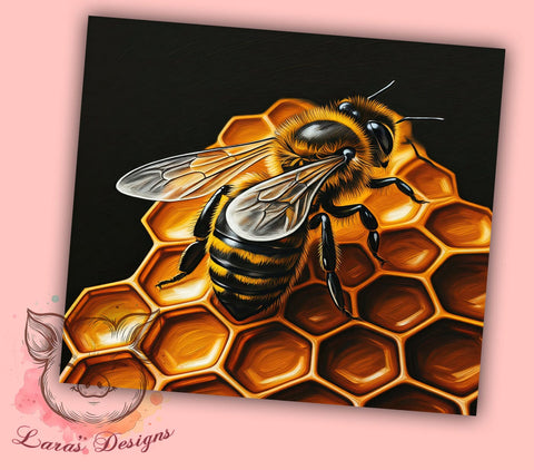 Honey Bee 20oz Tumbler, Bee Themed Cup, 20oz Sublimation Wrap, Floral Bee Design, Bee Gift Idea, Cute Insect Tumbler, Nature Lover Drinkware Sublimation Lara' s Designs 