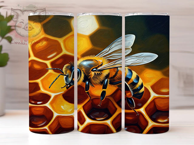 Honey Bee 20oz Tumbler, Bee Themed Cup, 20oz Sublimation Wrap, Floral Bee Design, Bee Gift Idea, Cute Insect Tumbler, Nature Lover Drinkware Sublimation Lara' s Designs 