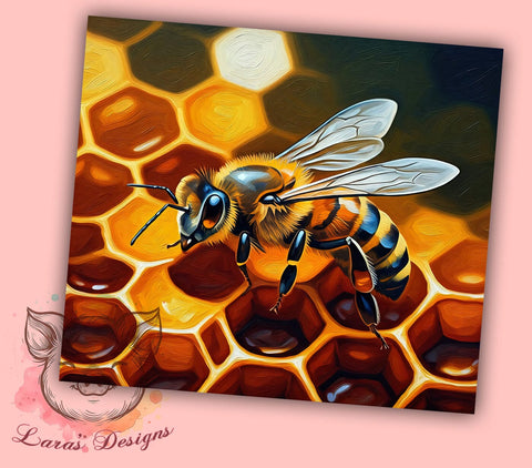 Honey Bee 20oz Tumbler, Bee Themed Cup, 20oz Sublimation Wrap, Floral Bee Design, Bee Gift Idea, Cute Insect Tumbler, Nature Lover Drinkware Sublimation Lara' s Designs 