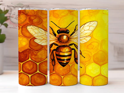 Honey Bee 20oz Tumbler, Bee Themed Cup, 20oz Sublimation Wrap, Floral Bee Design, Bee Gift Idea, Cute Insect Tumbler, Nature Lover Drinkware Sublimation Lara' s Designs 
