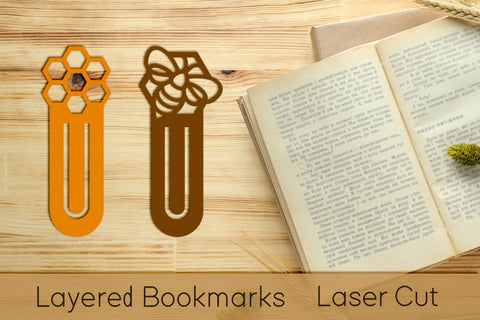 Honey bee bookmarks layered, Laser cut template SVG AnastasiyaArtDesign 