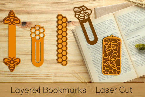 Honey bee bookmarks layered, Laser cut template SVG AnastasiyaArtDesign 