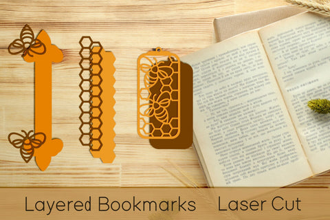Honey bee bookmarks layered, Laser cut template SVG AnastasiyaArtDesign 