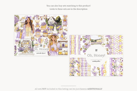 Honey Bee Clipart | Cottage Beekeeper | Lavender Clip Art SVG GlamArtZhanna 