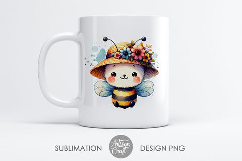 Honey bee clipart, flower hat Sublimation Artisan Craft SVG 