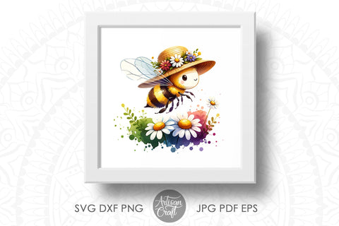 Honey bee clipart, flower hat Sublimation Artisan Craft SVG 