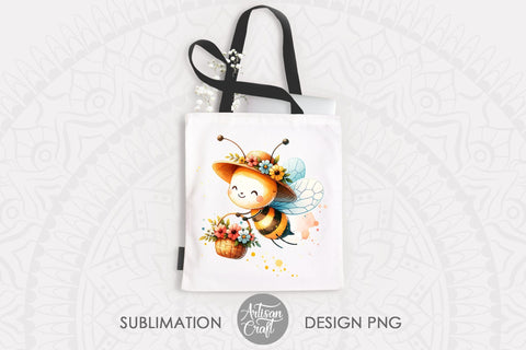 Honey bee clipart, flower hat Sublimation Artisan Craft SVG 