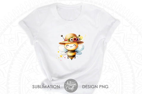 Honey bee clipart, flower hat Sublimation Artisan Craft SVG 