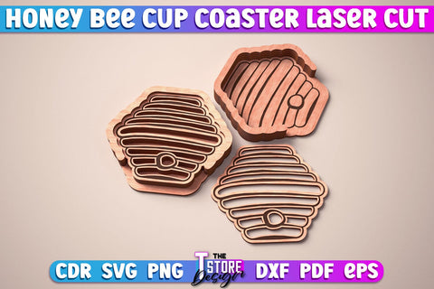 Honey Bee Cup Coasters Laser Cut | Coasters Design | CNC Files SVG The T Store Design 