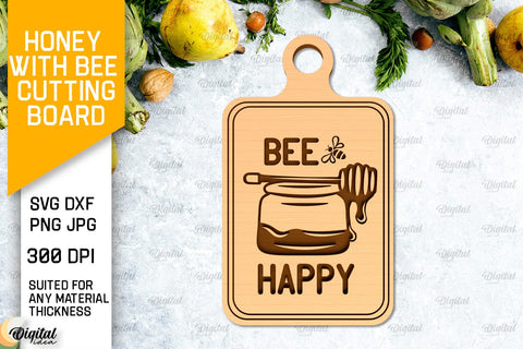 Honey Bee Cutting Board Laser Cut. Serving Board SVG SVG Evgenyia Guschina 