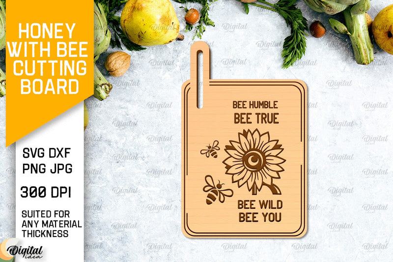 Honey Bee Cutting Board Laser Cut. Serving Board SVG SVG Evgenyia Guschina 