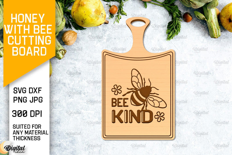 Honey Bee Cutting Board Laser Cut. Serving Board SVG SVG Evgenyia Guschina 