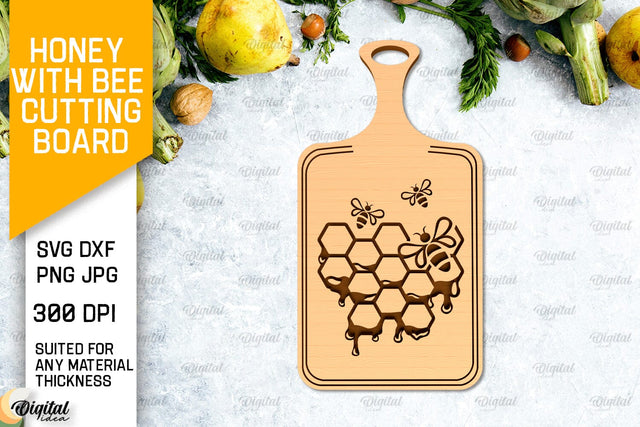 Honey Bee Cutting Board Laser Cut. Serving Board SVG SVG Evgenyia Guschina 