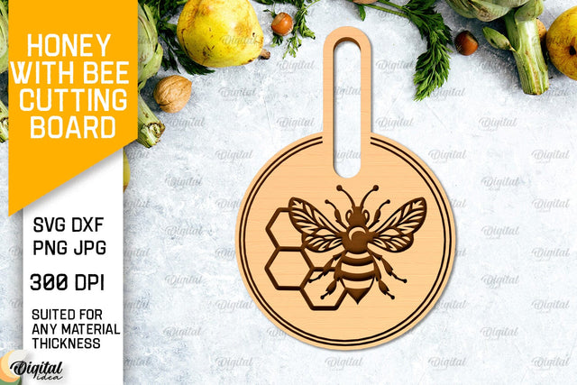Honey Bee Cutting Board Laser Cut. Serving Board SVG SVG Evgenyia Guschina 