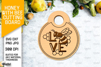 Honey Bee Cutting Board Laser Cut. Serving Board SVG SVG Evgenyia Guschina 
