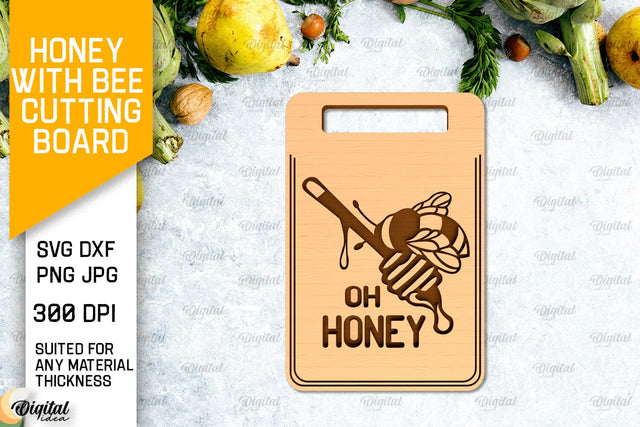 Honey Bee Cutting Board Laser Cut. Serving Board SVG SVG Evgenyia Guschina 
