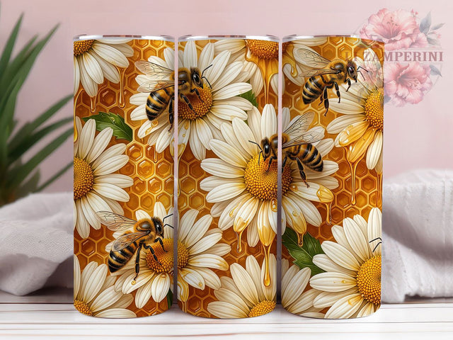 Honey Bee Daisy 20oz Tumbler, Honey Bee, Bee Daisy, Bee Tumbler, 20oz Tumbler, Daisy Tumbler, Cute Bee, Tumbler Wrap Sublimation Li Zamperini 