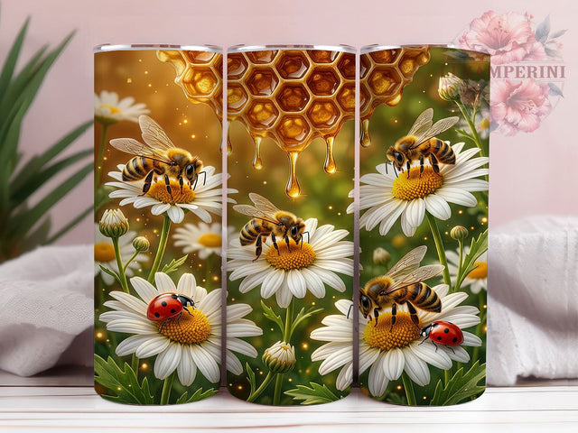 Honey Bee Daisy 20oz Tumbler, Honey Bee Daisy, Bee Daisy Tumbler, Honey Bee Tumbler, Daisy Tumbler, 20oz Tumbler, Bee Tumbler, Tumbler Wrap Sublimation Li Zamperini 