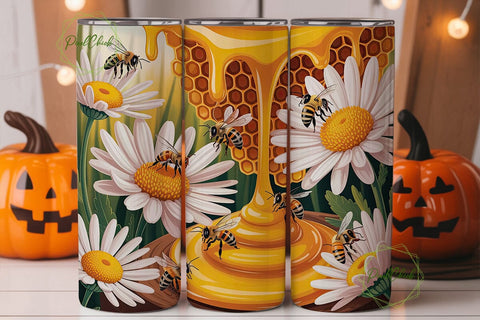 Honey Bee Daisy 20oz Tumbler Wrap Sublimation PixelChick 