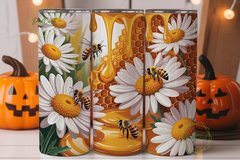 Honey Bee Daisy 20oz Tumbler Wrap Sublimation PixelChick 