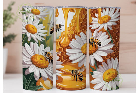 Honey Bee Daisy 20oz Tumbler Wrap Sublimation PixelChick 