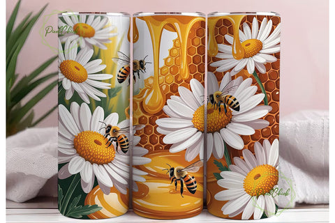 Honey Bee Daisy 20oz Tumbler Wrap Sublimation PixelChick 