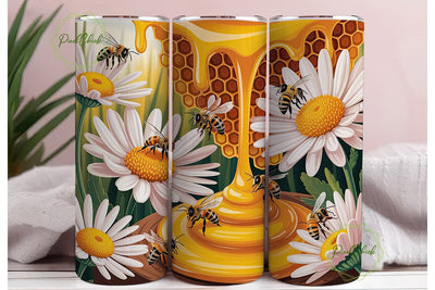 Honey Bee Daisy 20oz Tumbler Wrap Sublimation PixelChick 