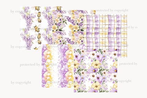 Honey Bee Digital Paper | Lavender Papers Honeycomb Patterns Digital Pattern GlamArtZhanna 