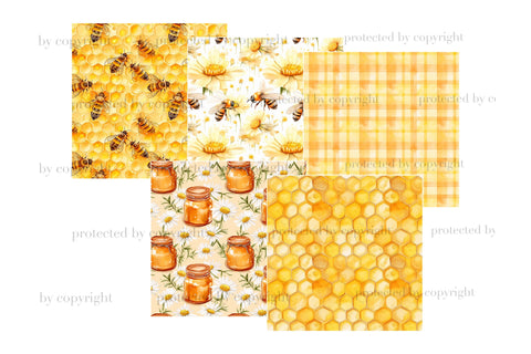 Honey Bee Digital Paper Set | Bees Pattern Digital Pattern GlamArtZhanna 