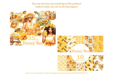 Honey Bee Digital Paper Set | Bees Pattern Digital Pattern GlamArtZhanna 