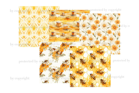 Honey Bee Digital Paper Set | Bees Pattern Digital Pattern GlamArtZhanna 